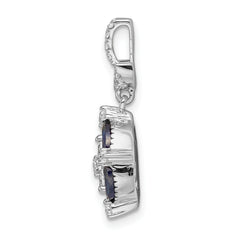 14K White Gold Lab Grown Diamond SI1/SI2, G H, & Cr Sapphire Pendant