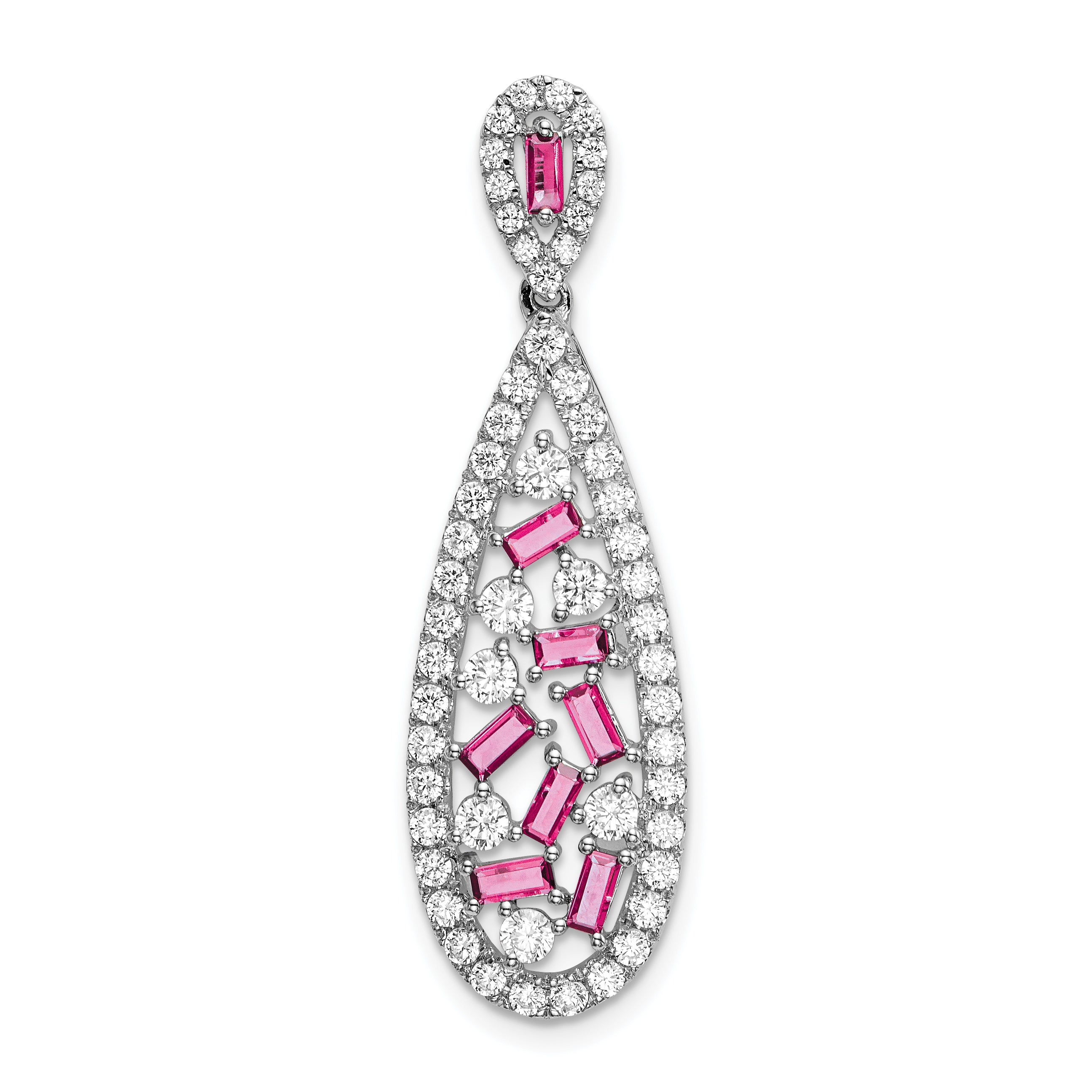 14K White Gold Pure Serenity Lab Grown Diamond & Cr Pink Sapp Pendant