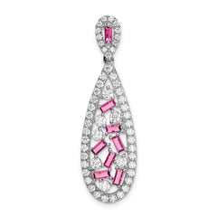 14K White Gold Pure Serenity Lab Grown Diamond & Cr Pink Sapp Pendant