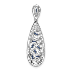 14K White Gold Lab Grown Diamond SI1/SI2, G H, & Cr Sapphire Teardrop Pe