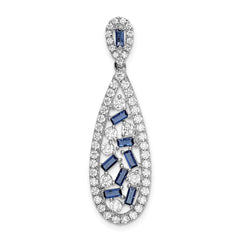 14K White Gold Lab Grown Diamond SI1/SI2, G H, & Cr Sapphire Teardrop Pe