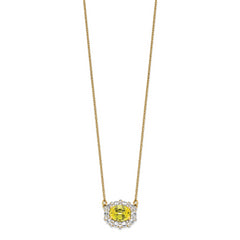 14K Gold Lab Grown Dia. SI1/SI2, G H, Lab Cr Yellow Sapphire Necklace