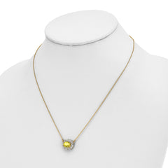 14K Gold Lab Grown Dia. SI1/SI2, G H, Lab Cr Yellow Sapphire Necklace