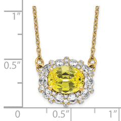 14K Gold Lab Grown Dia. SI1/SI2, G H, Lab Cr Yellow Sapphire Necklace