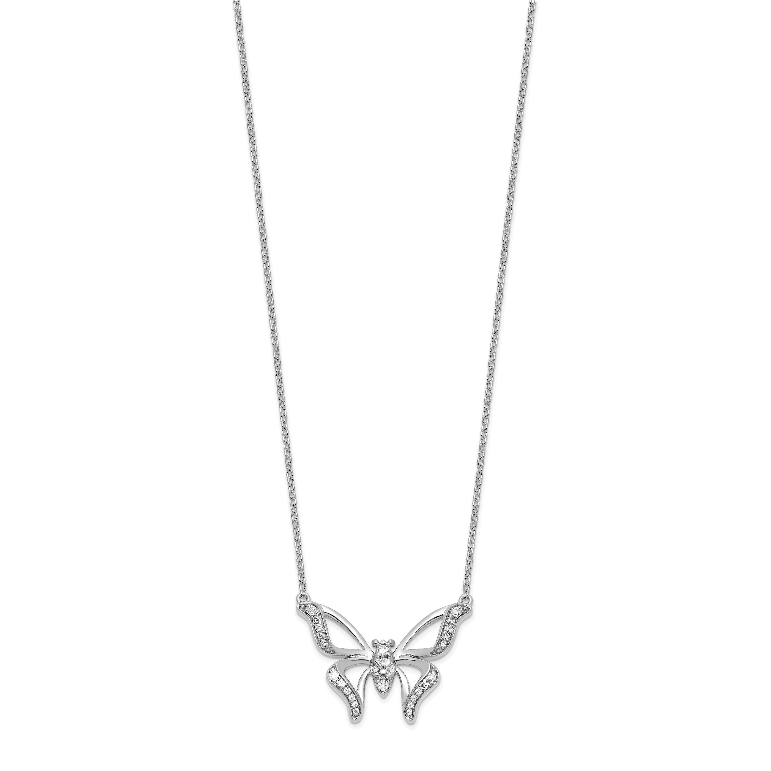 14K White Gold Lab Grown Diamond VS/SI GH, Small Butterfly Necklace