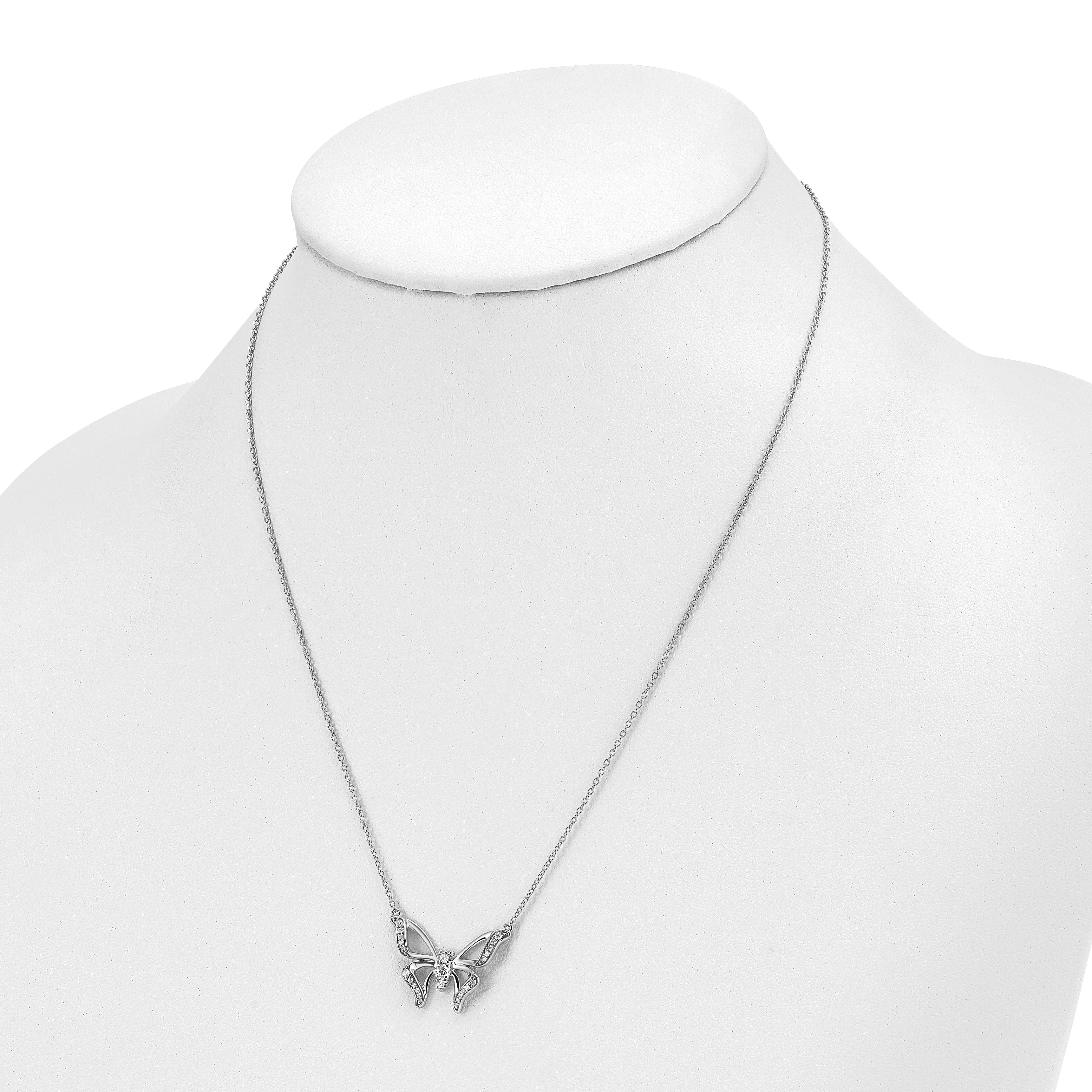 14K White Gold Lab Grown Diamond VS/SI GH, Small Butterfly Necklace