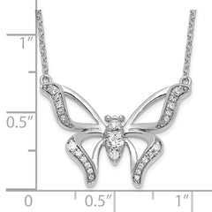 14K White Gold Lab Grown Diamond VS/SI GH, Small Butterfly Necklace