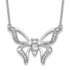 14K White Gold Lab Grown Diamond VS/SI GH, Small Butterfly Necklace