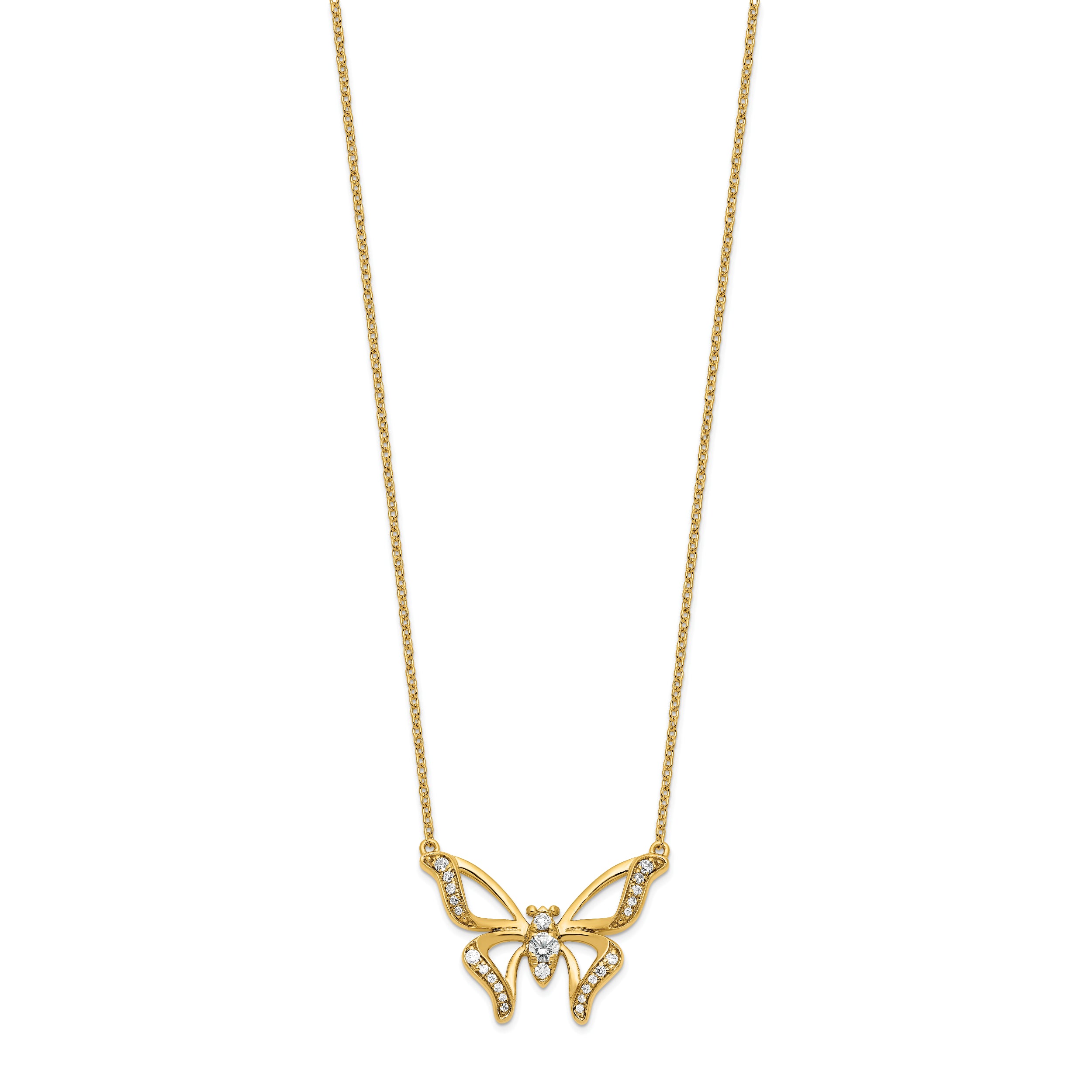 14K Lab Grown Diamond VS/SI GH, Small Butterfly Necklace