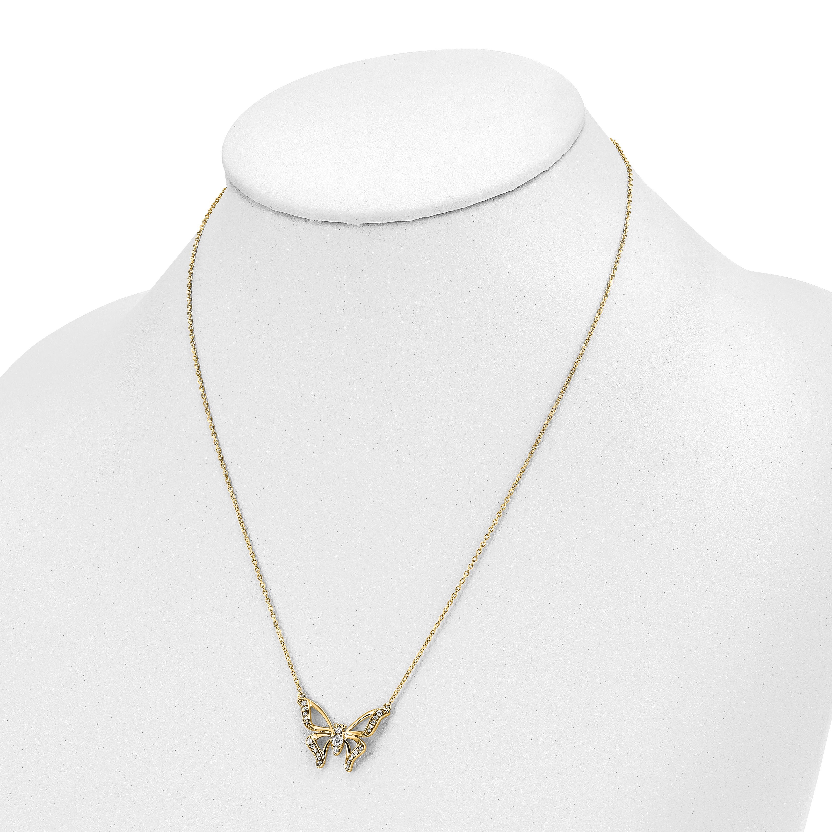 14K Lab Grown Diamond VS/SI GH, Small Butterfly Necklace