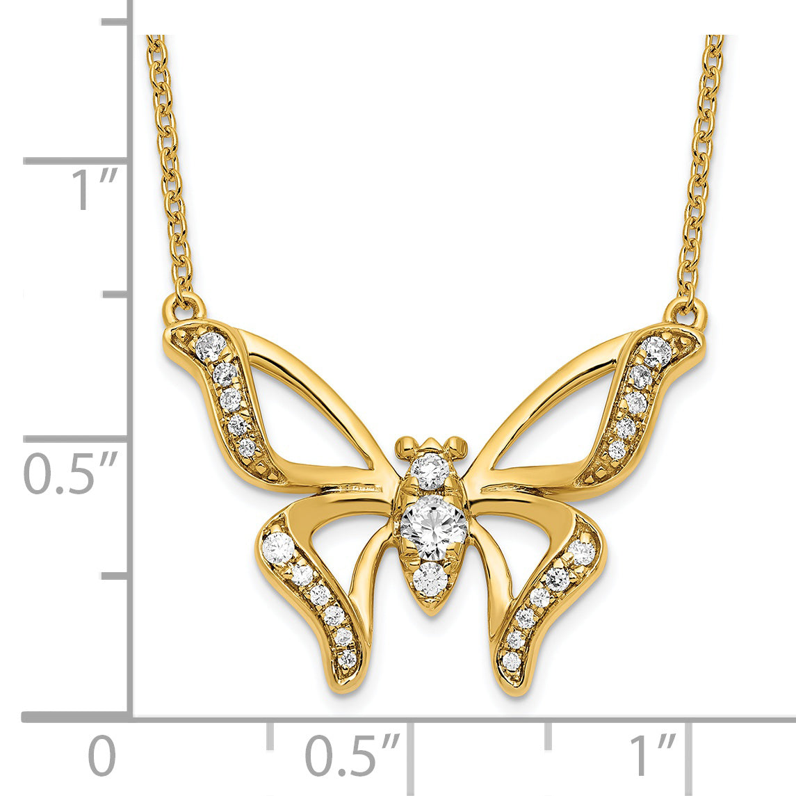 14K Lab Grown Diamond VS/SI GH, Small Butterfly Necklace