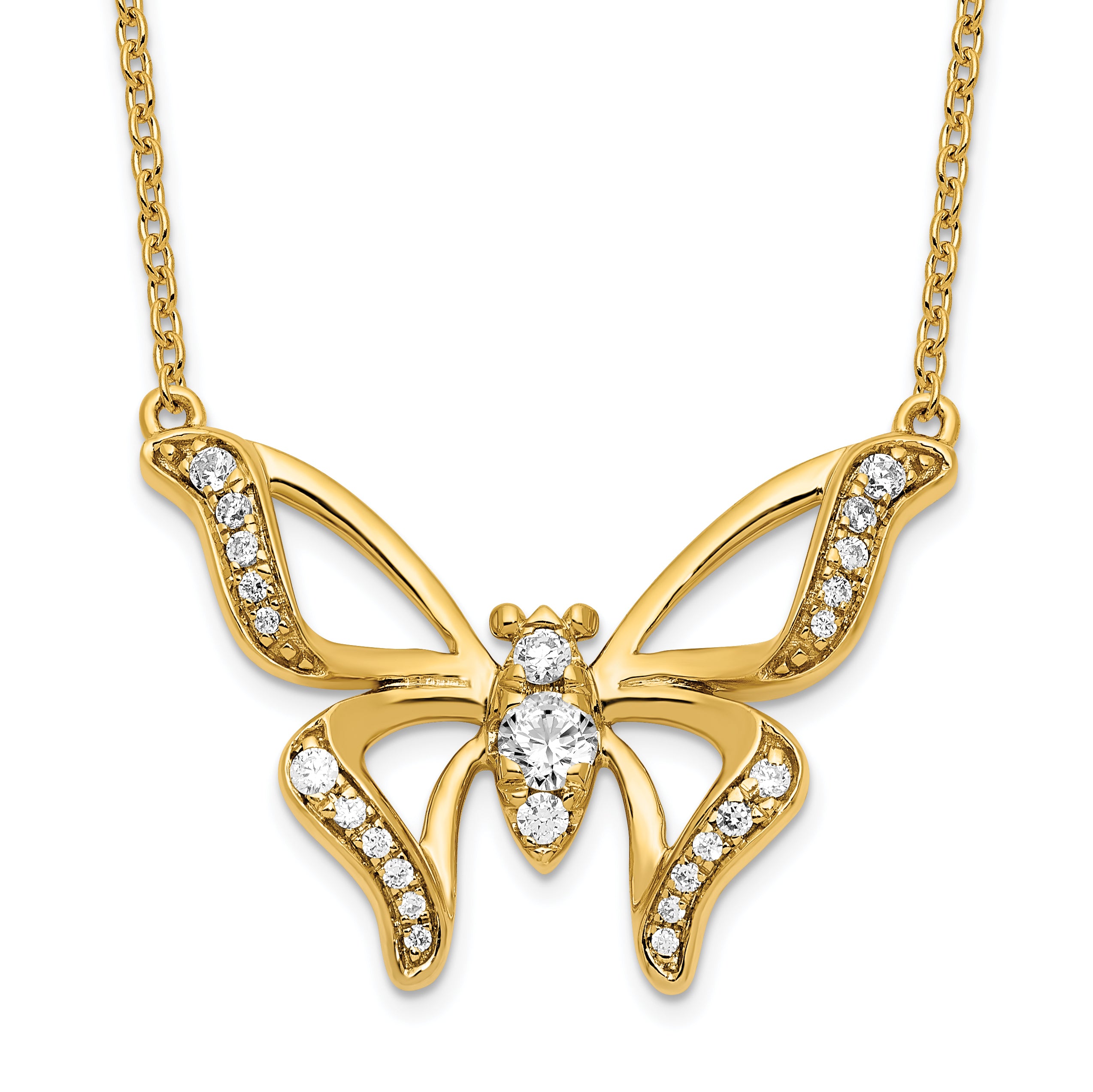 14K Lab Grown Diamond VS/SI GH, Small Butterfly Necklace