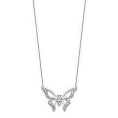 14K White Gold Lab Grown Diamond SI1/SI2, G H, Large Butterfly Necklace