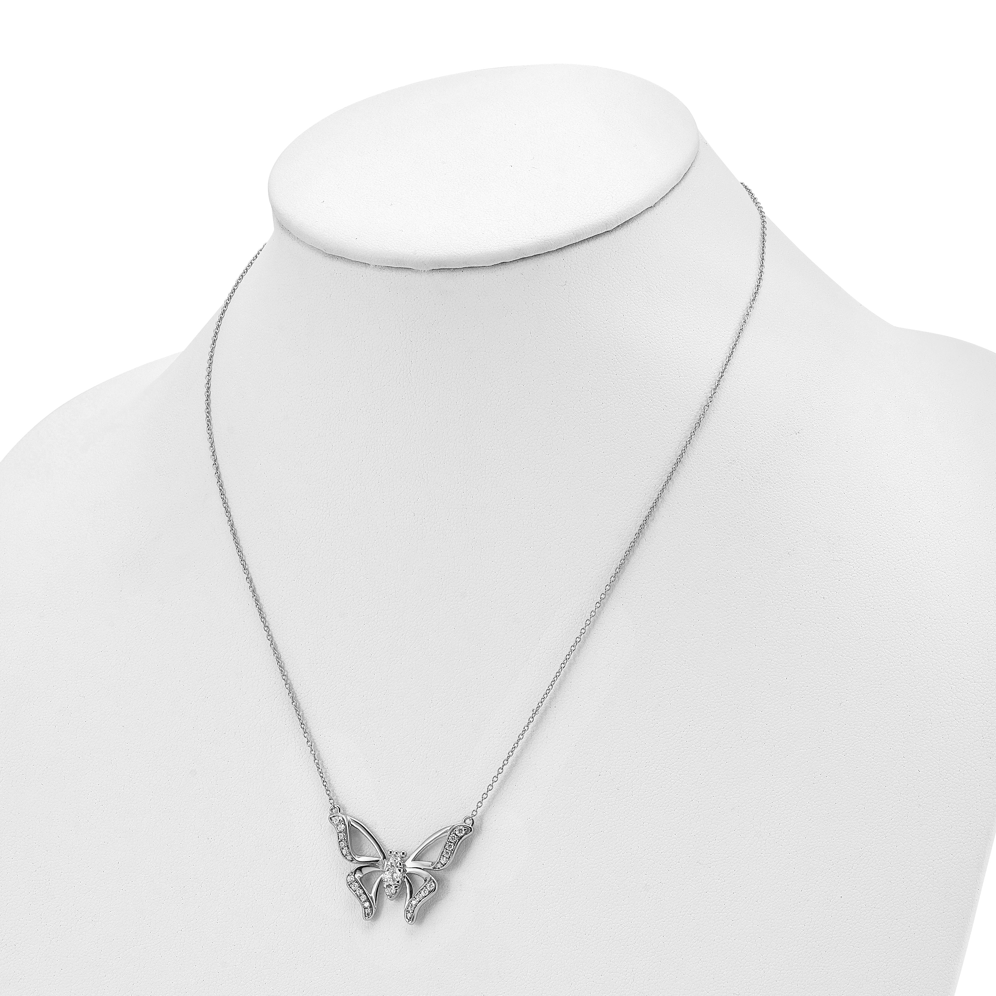 14K White Gold Lab Grown Diamond SI1/SI2, G H, Large Butterfly Necklace