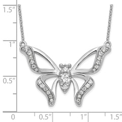 14K White Gold Lab Grown Diamond SI1/SI2, G H, Large Butterfly Necklace