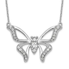 14K White Gold Lab Grown Diamond SI1/SI2, G H, Large Butterfly Necklace