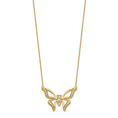 14K Lab Grown Diamond SI1/SI2, G H, Large Butterfly Necklace