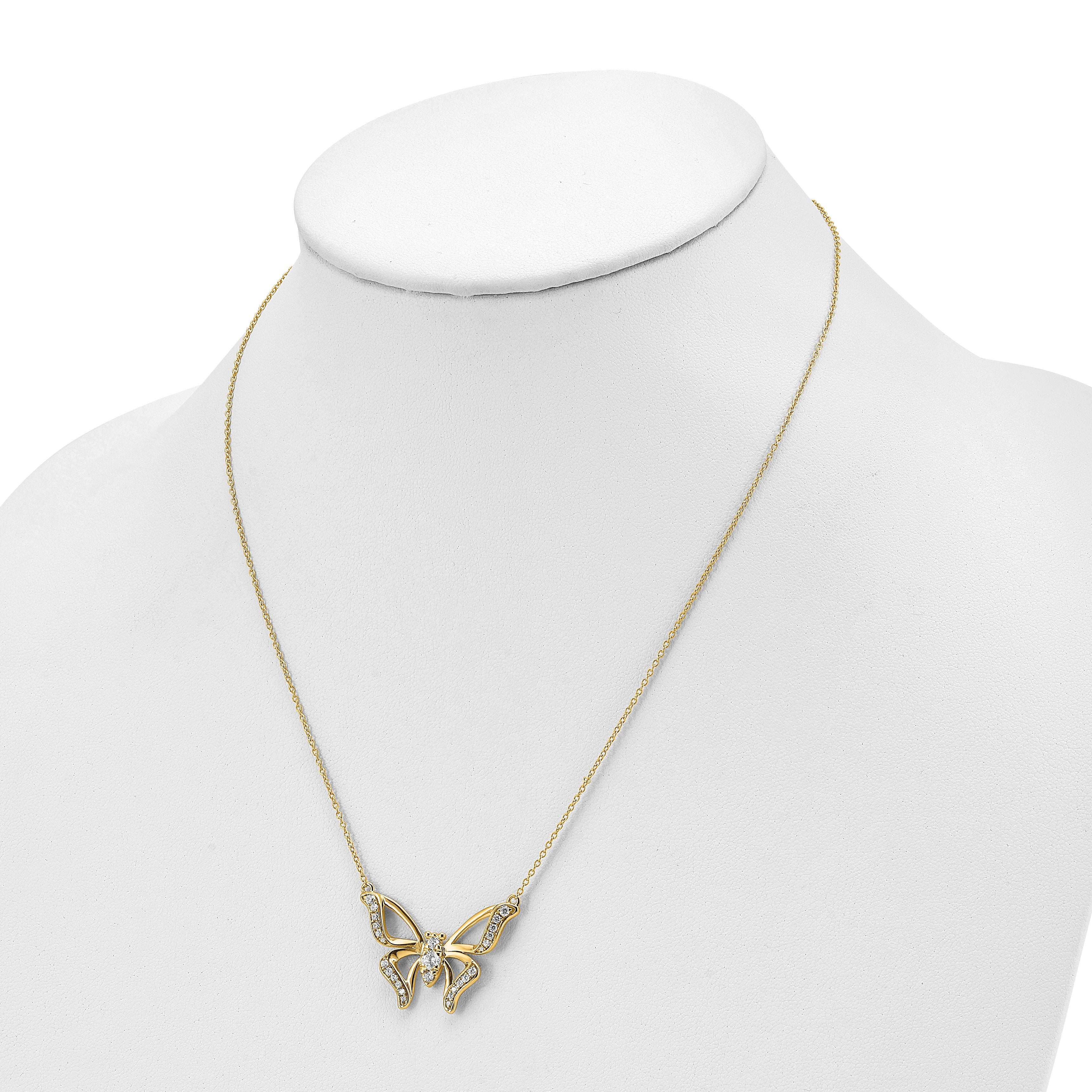 14K Lab Grown Diamond SI1/SI2, G H, Large Butterfly Necklace