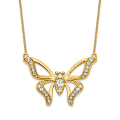 14K Lab Grown Diamond SI1/SI2, G H, Large Butterfly Necklace