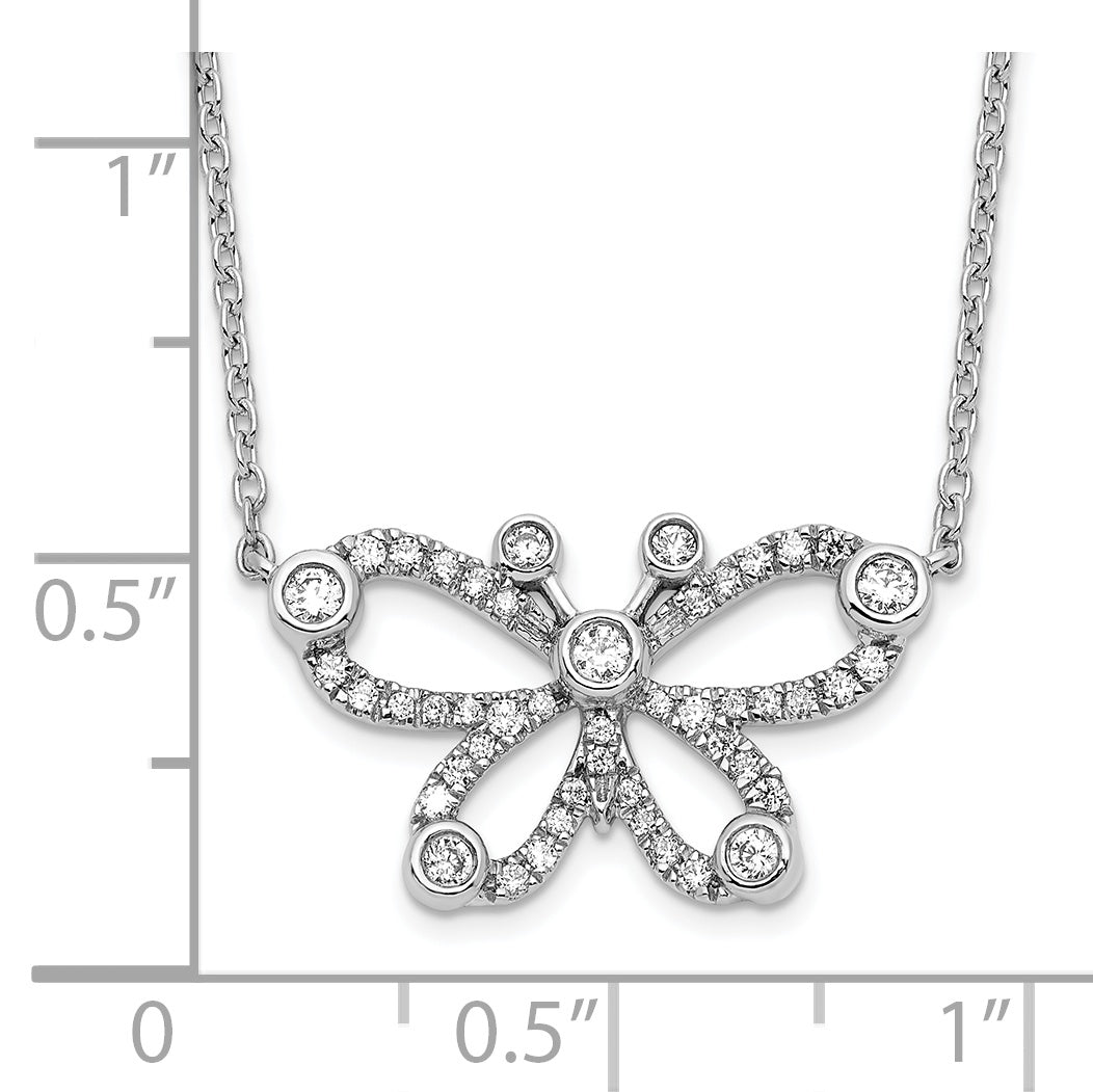 14K White Gold Lab Grown Diamond VS/SI GH, Butterfly Necklace