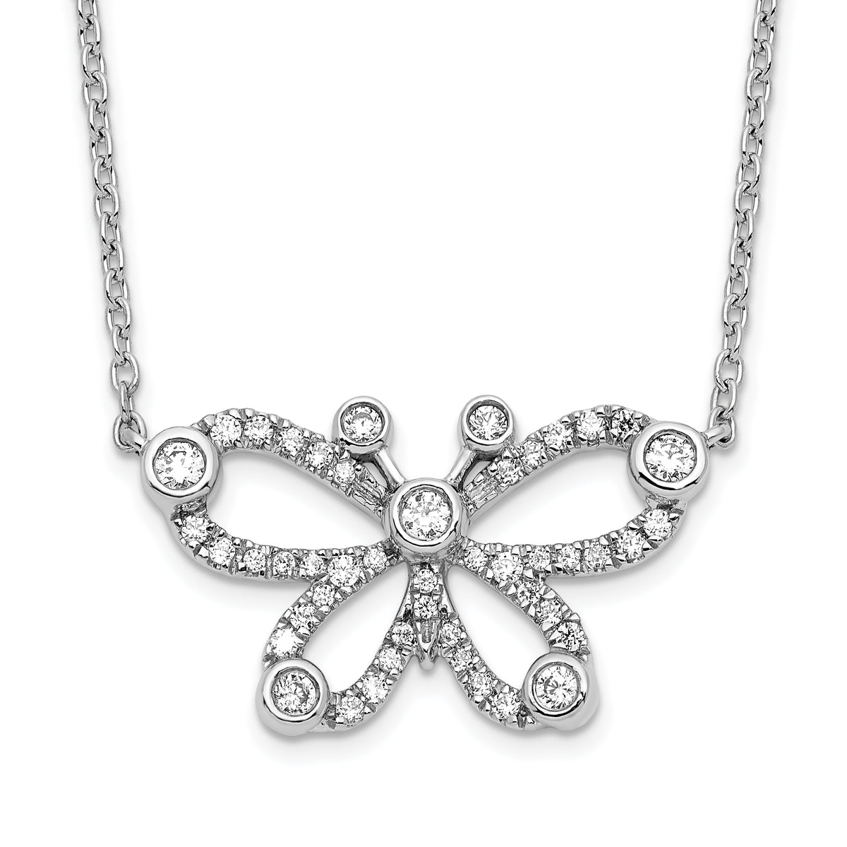 14K White Gold Lab Grown Diamond VS/SI GH, Butterfly Necklace