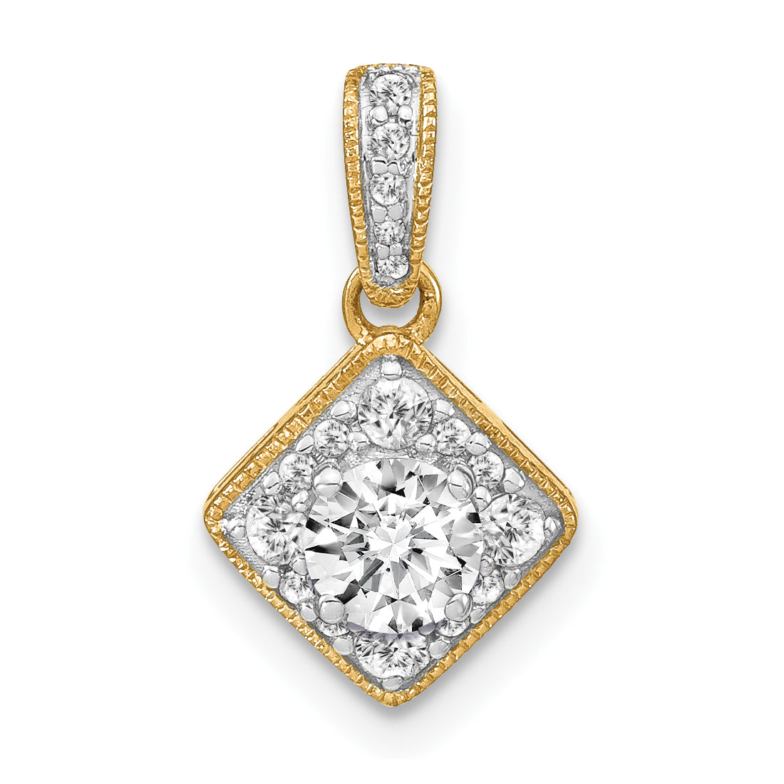 14K Lab Grown Diamond VS/SI GH, Complete Square Vintage Pendant