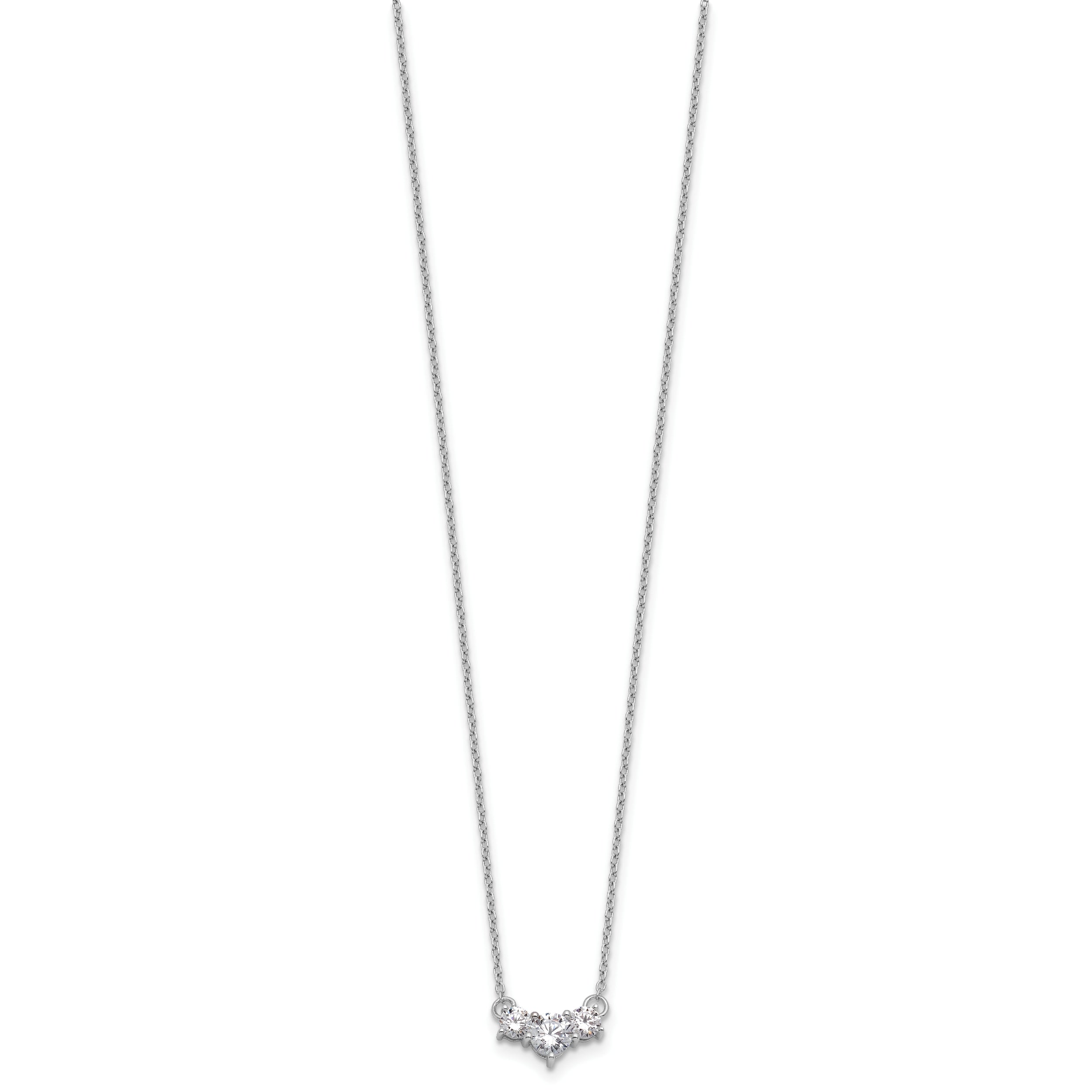 14K White Gold Lab Grown Diamond VS/SI GH, Complete 3 Stone Necklace