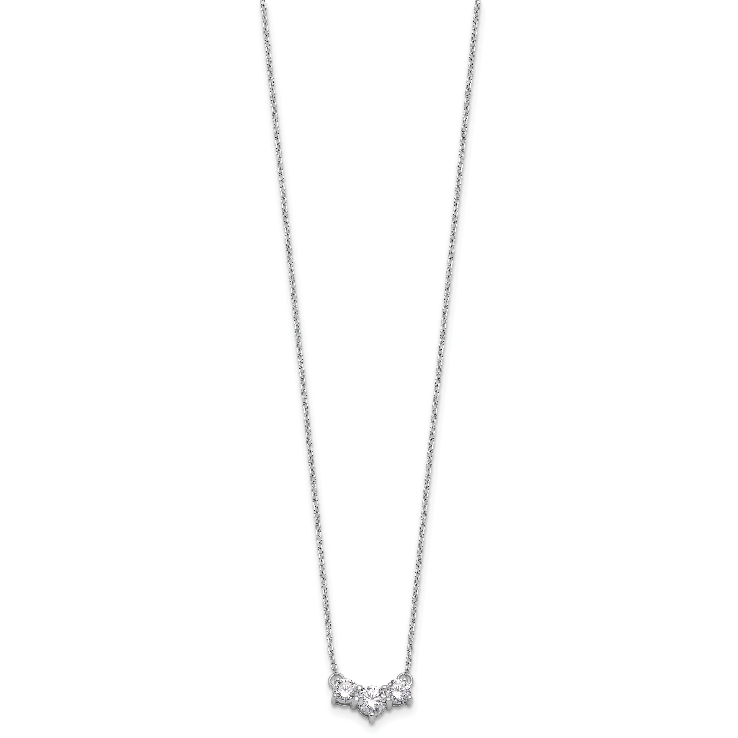 14K White Gold Lab Grown Diamond VS/SI GH, 3 Stone Complete Necklace