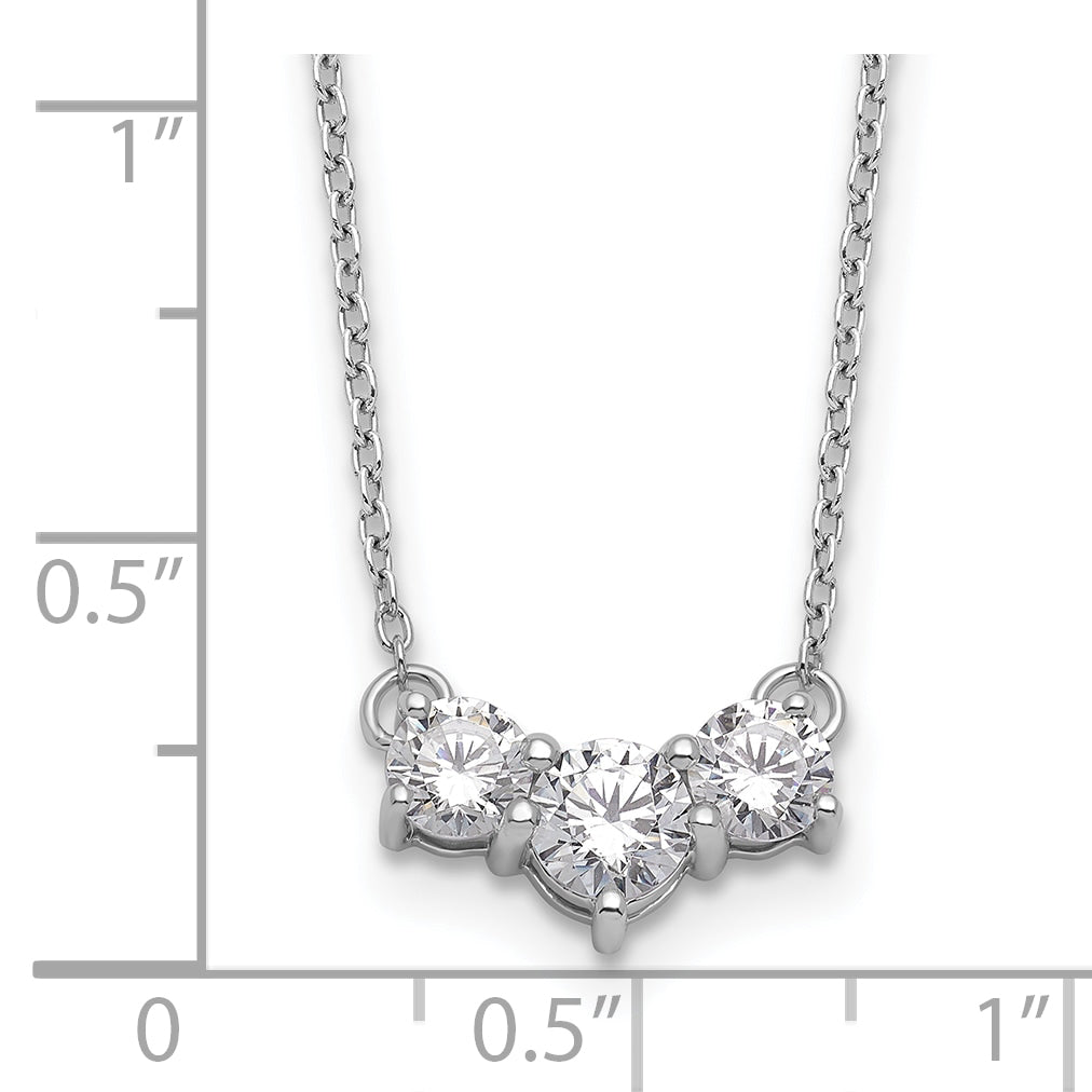 14K White Gold Lab Grown Diamond VS/SI GH, 3 Stone Complete Necklace