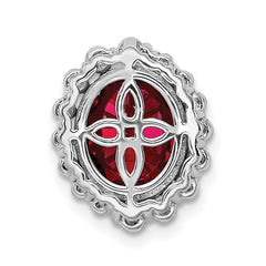 14K White Gold Lab Grown Diamond VS/SI GH, & Cr Ruby Oval Pendant