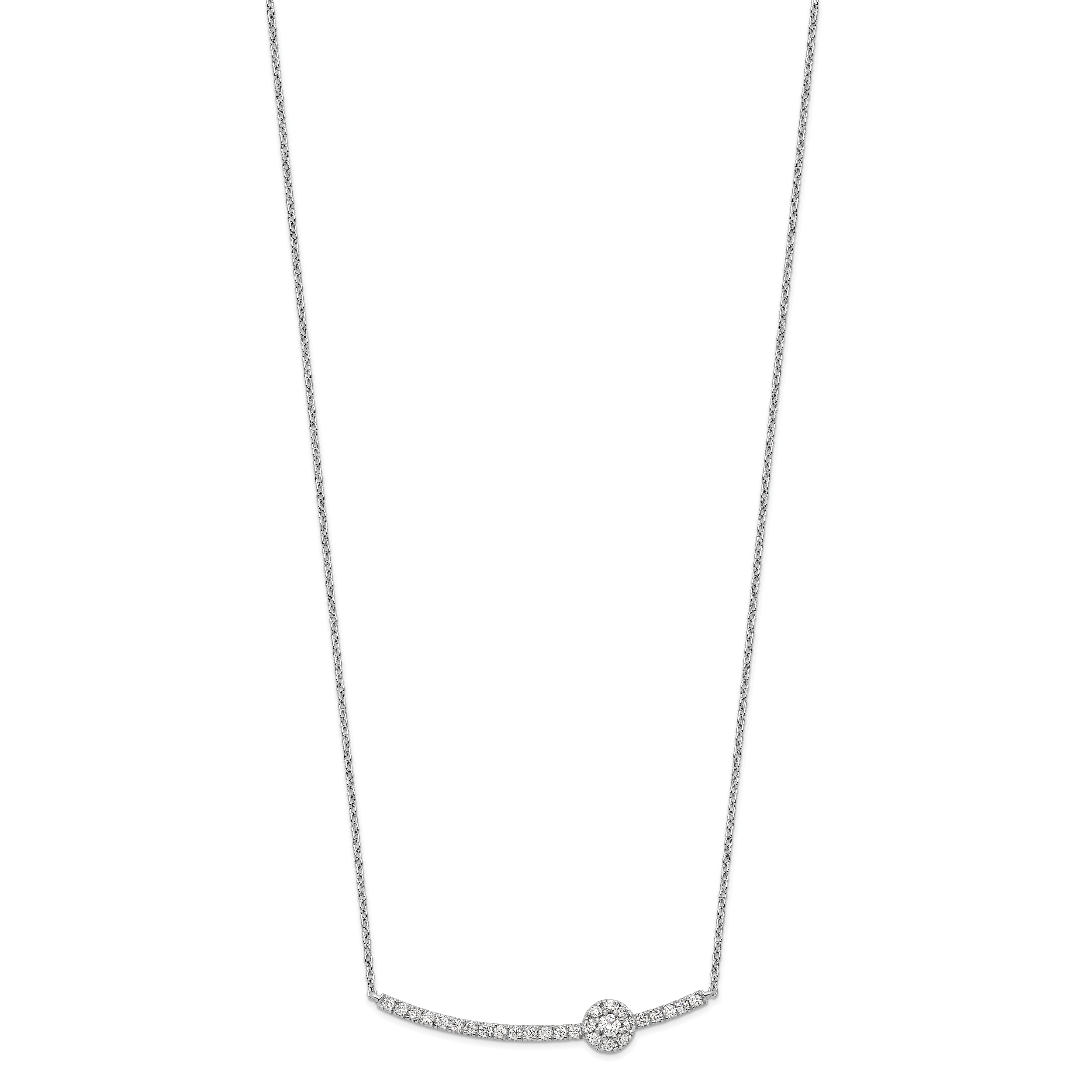 14K White Gold Lab Grown Diamond VS/SI GH, Halo Bar Necklace