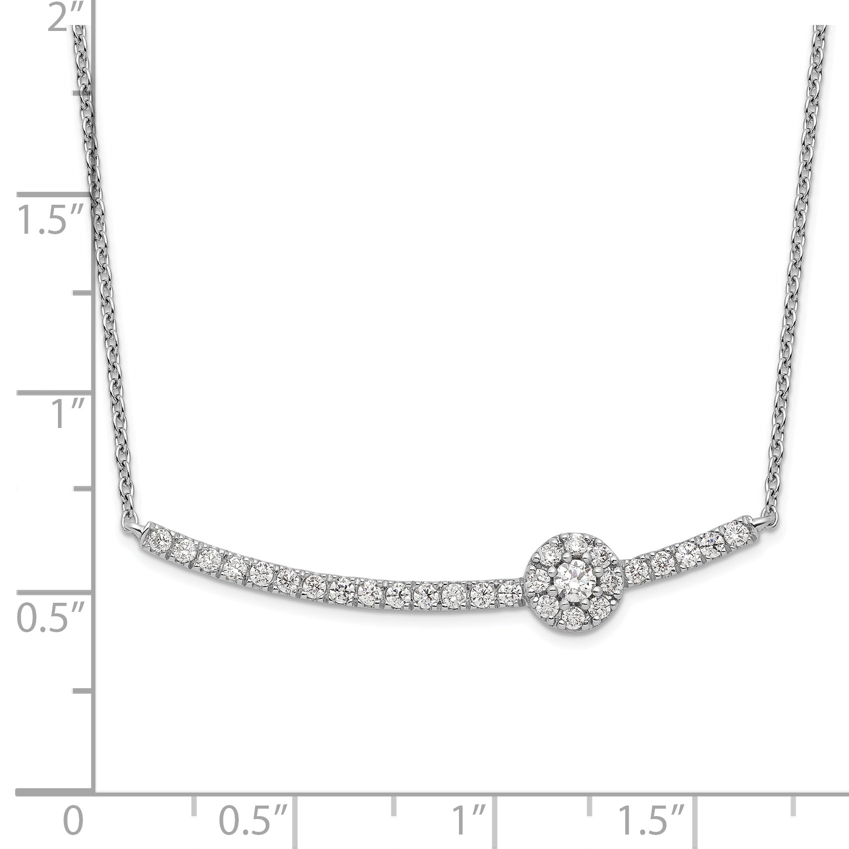 14K White Gold Lab Grown Diamond VS/SI GH, Halo Bar Necklace