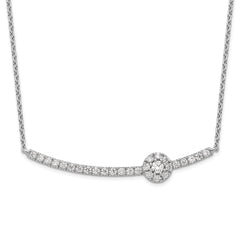 14K White Gold Lab Grown Diamond VS/SI GH, Halo Bar Necklace