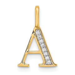 10K Diamond Letter A Initial Pendant