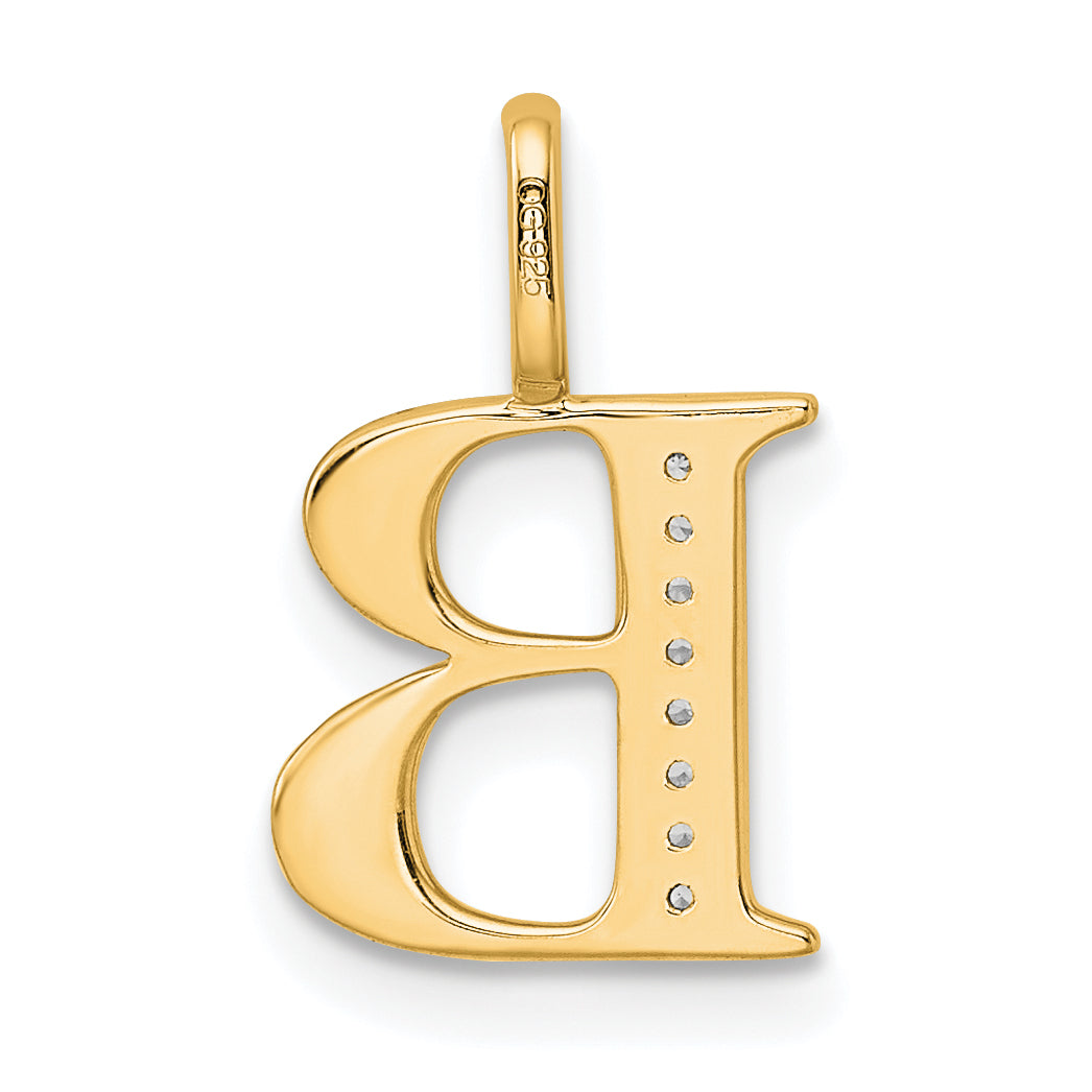 10K Diamond Letter B Initial Pendant