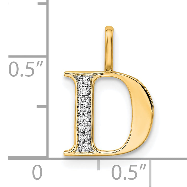 10K Diamond Letter D Initial Pendant