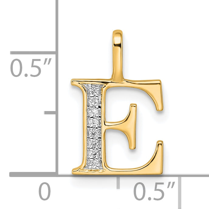 10K Diamond Letter E Initial Pendant