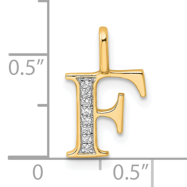 10K Diamond Letter F Initial Pendant