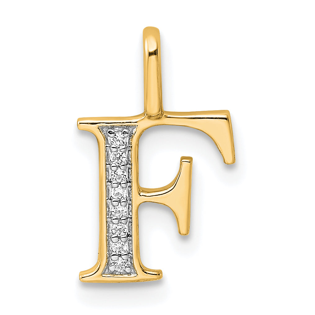 10K Diamond Letter F Initial Pendant