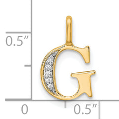 10K Diamond Letter G Initial Pendant