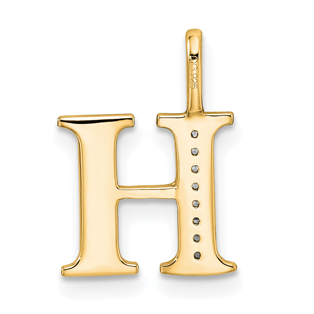 10K Diamond Letter H Initial Pendant