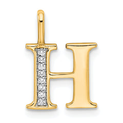 10K Diamond Letter H Initial Pendant