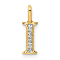 10K Diamond Letter I Initial Pendant