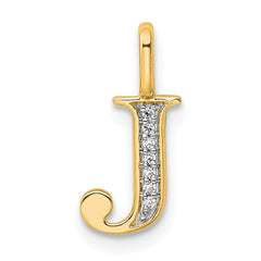 10K Diamond Letter J Initial Pendant