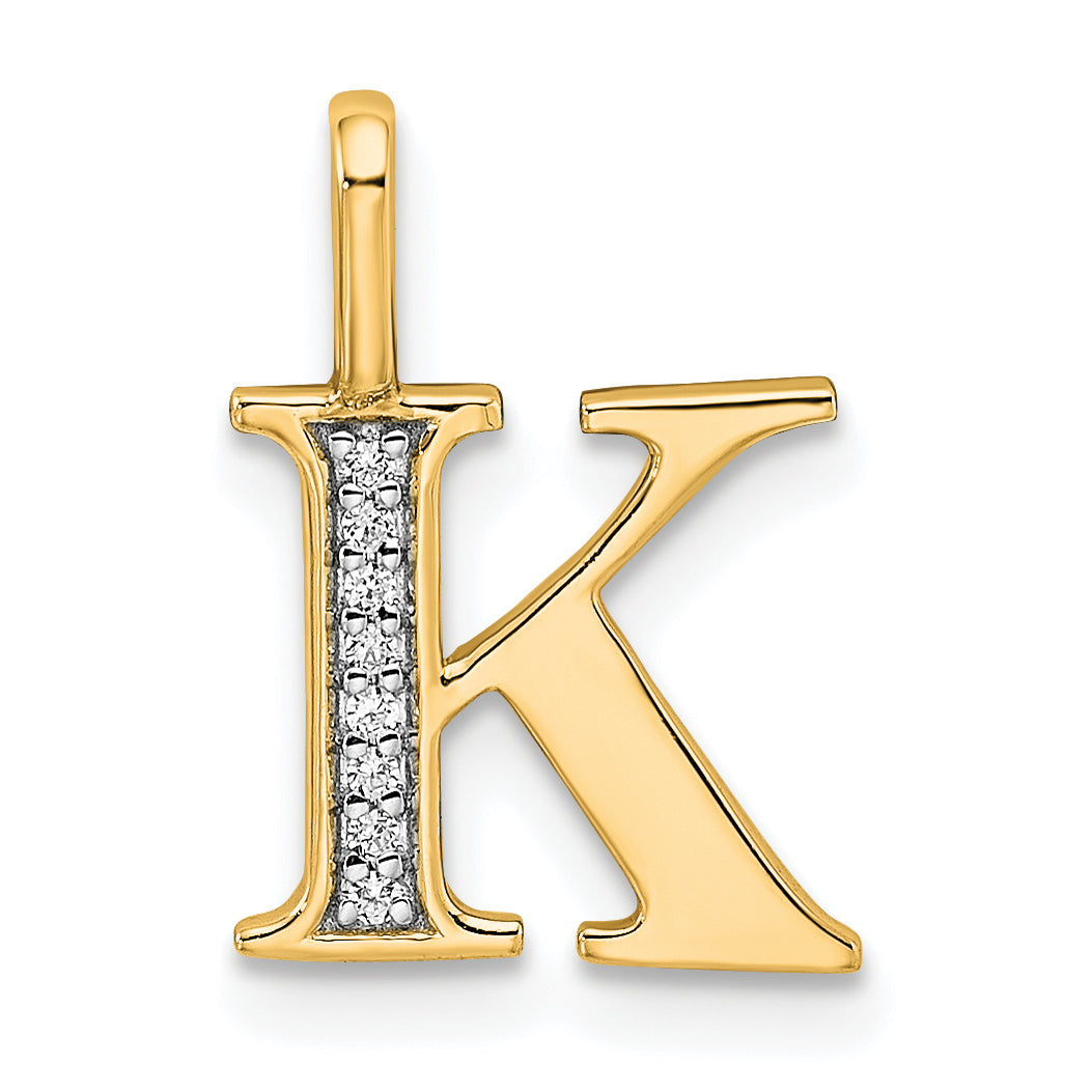 10K Diamond Letter K Initial Pendant