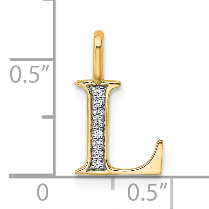 10K Diamond Letter L Initial Pendant