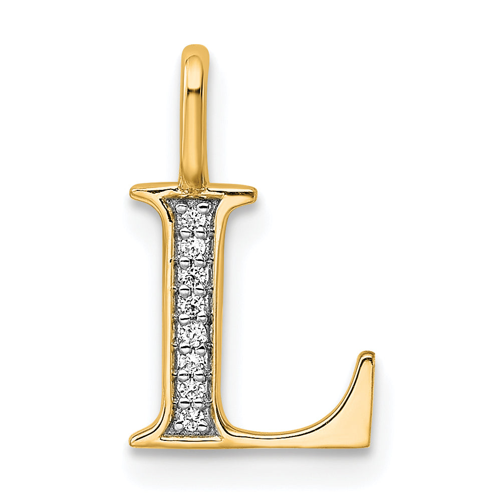 10K Diamond Letter L Initial Pendant