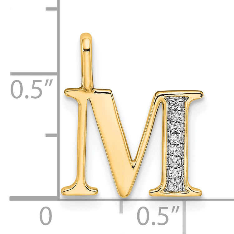 10K Diamond Letter M Initial Pendant