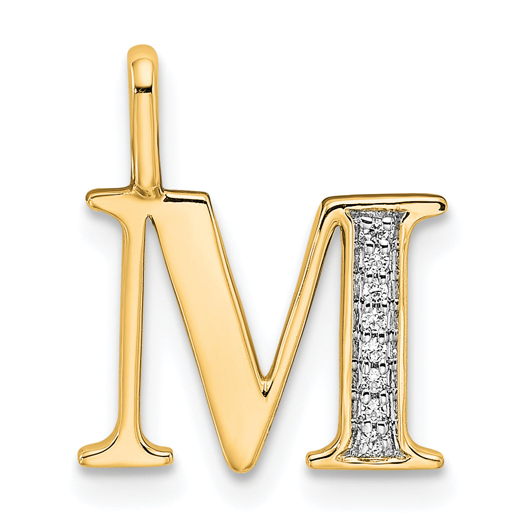 10K Diamond Letter M Initial Pendant