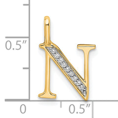 10K Diamond Letter N Initial Pendant